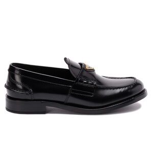 PRADA logo leather loafers flats